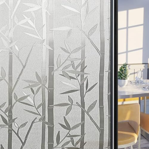Fensterfolie Selbsthaftend Blickdicht 130 x 200 cm Anti-Uv Wärmeisolierung Anti-Uv Sichtschutz Fenster Sichtschutz Selbstklebend Sichtschutzfolie Fenster für Büro Und Haus, Bambus von YUANWAN