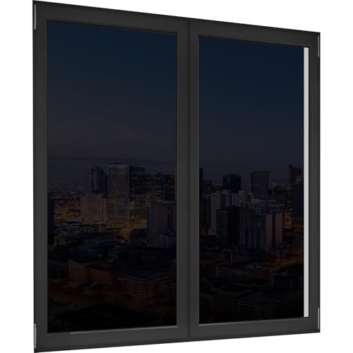 Fensterfolie Selbsthaftend Blickdicht 45 x 500 cm mit Uv-Schutz Und Hitzeschutz Blendschutz Fenster Tönungsfolie Anti UV Sonnenschutzfolie für Haus Geschäfte Büro, Schwarz von YUANWAN
