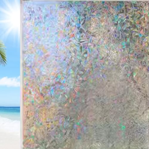 Fensterfolie Selbsthaftend Blickdicht 80 x 100 cm Wärmeisolierung Reflektierende Anti UV Sichtschutz Fensterfolie Blickdicht Sichtschutz Klebefolie für Büro Und Haus, Laser von YUANWAN
