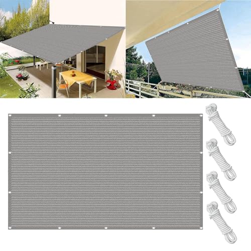 Schattierungsnetz 2.5 x 2.6 m Sonnenschutz Atmungsaktiv Schattiernetz für Gewächshäuser Schattentuch mit Ösen mit Befestigungs Kit für Terrasse Balkon, Hellgrau von YUANWAN