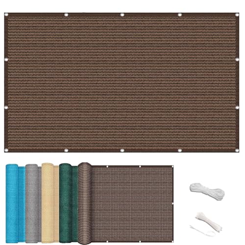 Sichtschutz Balkon 1 x 2 m UV Und Witterungsbeständigkeit Balkonverkleidung Wetterfeste Sonnenschutz Netz mit Ösen Und Kabelbinder für Balkon, Braun von YUANWAN
