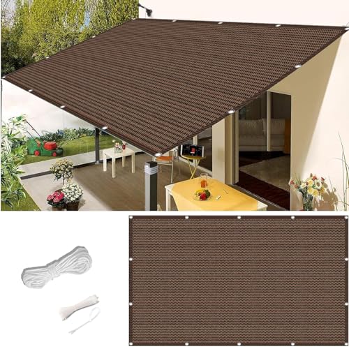 Sonnensegel Sonnenschutz 1 x 2.5 m Luftdurchlässig Wasserdurchlässig Leichter Und Atmungsaktiver Sonnenschutznetz mit Ösen Und Befestigungsseile für Terrasse Balkon, Braun Sonnensegel Sonnenschutz 1 x 2.5 m Luftdurchlässig Wasserdurchlässig Leichter Und Atmungsaktiver Sonnenschutznetz mit Ösen Und Befestigungsseile für Terrasse Balkon, Braun von YUANWAN