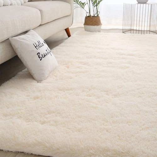 YUANWAN Hochflor Teppich Wohnzimmer 130 x 110 cm Anti-Rutsch Unterseite, Waschbar Teppich Hochflor Wohnzimmerteppich Langflor Teppich für Schlafzimmer, Wohnzimmer, Creme Farben YUANWAN Hochflor Teppich Wohnzimmer 130 x 110 cm Anti-Rutsch Unterseite, Waschbar Teppich Hochflor Wohnzimmerteppich Langflor Teppich für Schlafzimmer, Wohnzimmer, Creme Farben von YUANWAN