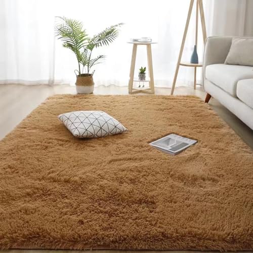 YUANWAN Hochflor Teppich Wohnzimmer 90 x 140 cm Weich, Einfarbig, Pflegeleicht Wohnzimmer Schlafzimmer Teppich Flauschig für Schlafzimmer, Khaki YUANWAN Hochflor Teppich Wohnzimmer 90 x 140 cm Weich, Einfarbig, Pflegeleicht Wohnzimmer Schlafzimmer Teppich Flauschig für Schlafzimmer, Khaki von YUANWAN