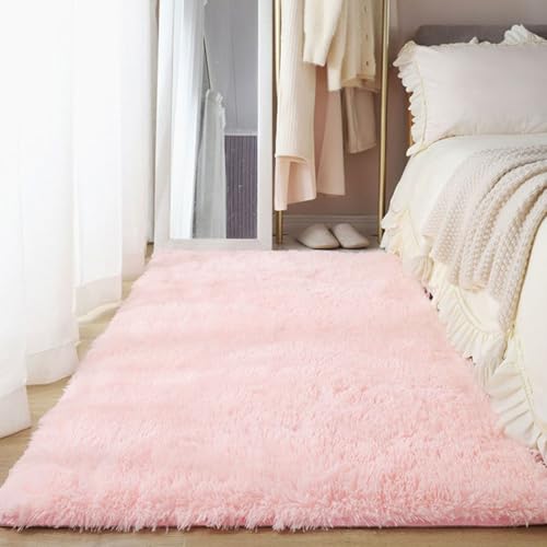 YUANWAN Teppich Hochflor Teppiche 130 x 90 cm Flauschig Weicher, Maschinenwaschbarer Hochflor Teppich Läufer Flur Anti-Rutsch Teppich Matte für Wohnzimmer, Schlafzimmer, Rosa YUANWAN Teppich Hochflor Teppiche 130 x 90 cm Flauschig Weicher, Maschinenwaschbarer Hochflor Teppich Läufer Flur Anti-Rutsch Teppich Matte für Wohnzimmer, Schlafzimmer, Rosa von YUANWAN