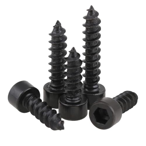 M2 M2*5/6/8/10 M2x5/6/8/10 8,8 Grad Schwarz Kohlenstoffstahl Audio Modell Kappe Innensechskant Innensechskant Selbstschneidende Schraube(Size:60Pcs M2x8) von YUANYAO