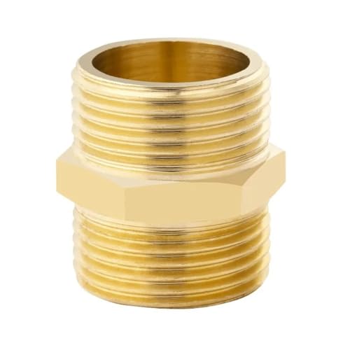Messing Rohr Hex Nippel Fitting 1/2" 3/4" 1" 1-1/4" 1-1/2" 2" BSP Außengewinde Schnell Adapter Kupplung Anschluss for Wasser Öl Gas(Size:1-1I2) von YUANYAO