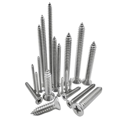 YUANYAO 2,2 mm 2,6 mm 304 Edelstahl-Kreuzschlitz-Senkkopf-Blechschrauben M2,2 M2,6 x 5 6 8 10 14 16 18 20 mm verlängerte Schrauben (Size : M2.6X10mm 50pcs) von YUANYAO