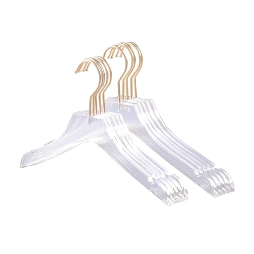 Transparenter Acryl-Kleiderbügel mit goldfarbenem Haken und Kerben, 5 Stück, zum Trocknen von Hemden und Kleidern Transparenter Acryl-Kleiderbügel mit goldfarbenem Haken und Kerben, 5 Stück, zum Trocknen von Hemden und Kleidern von YUANYIYS