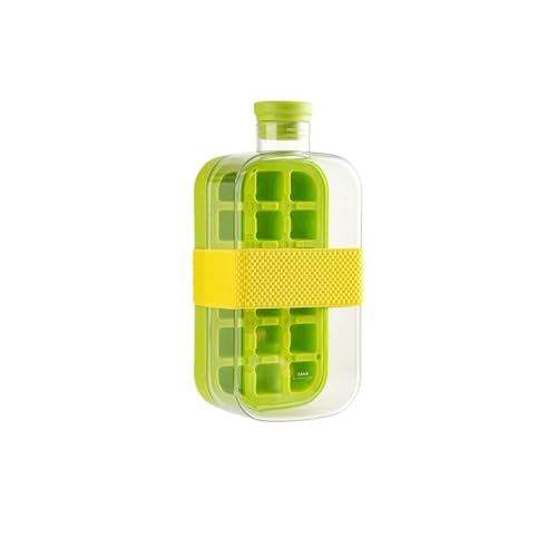 YUANYIYS Eiswürfel-Wasserflasche 2-in-1 mit Strohhalm, 800 ml, auslaufsichere Eiswürfelflasche für Saft und Getränke, tragbare Eiswürfelform für Reisen und Outdoor (grün) von YUANYIYS