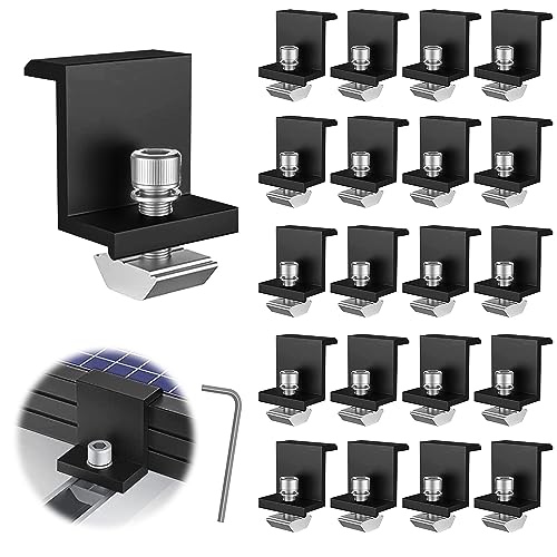 20 Stück Solar Endklemme, Solarmodul Halterung, 30mm Solarmodul Befestigung, Balkonkraftwerk Befestigung, Mit Muttern und Schrauben, für Solarmodul Montage, für Camping, Dach, Wohnmobil von YUANYUU