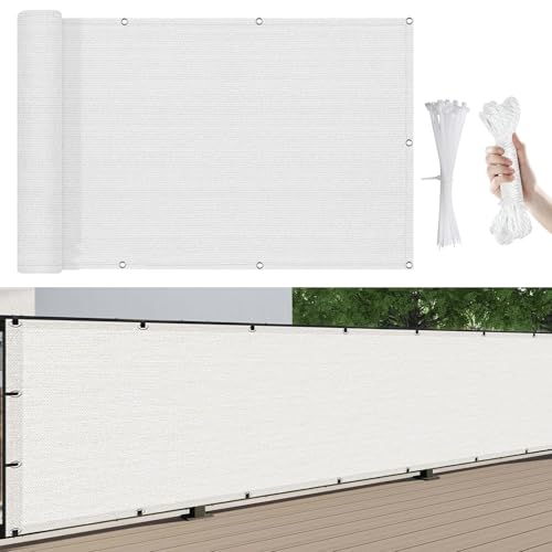 Balkon Sichtschutz Balkonabdeckung 450 x 190 cm Windschutz Und Sonnenschutz, Blickdichte Balkonumspannung,Balkonverkleidung, mit Kabelbinder Und Kordel, für Balkon Zaun Garten, Weiß Balkon Sichtschutz Balkonabdeckung 450 x 190 cm Windschutz Und Sonnenschutz, Blickdichte Balkonumspannung,Balkonverkleidung, mit Kabelbinder Und Kordel, für Balkon Zaun Garten, Weiß von YUANZHI
