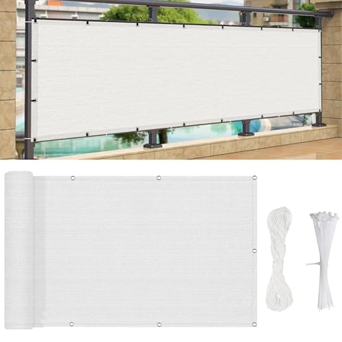 Balkon Sichtschutz Balkonumspannungen 250 x 30 cm Multi Farbe Und Größe, Balkon-Verkleidung, Atmungsaktiv, mit Kabelbinder Und Kordel, für Hofmauer Terrasse, Weiß Balkon Sichtschutz Balkonumspannungen 250 x 30 cm Multi Farbe Und Größe, Balkon-Verkleidung, Atmungsaktiv, mit Kabelbinder Und Kordel, für Hofmauer Terrasse, Weiß von YUANZHI