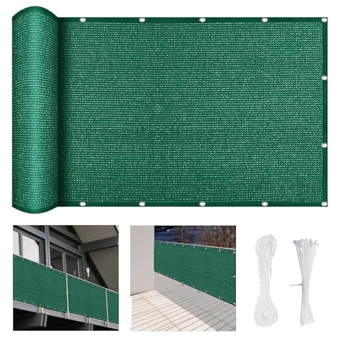 Balkonbespannung Nach Mass 500 x 50 cm HDPE Gewebe, Uv-Schutz, Balkon-Sichtschutz Garten-Sichtschutz, mit Kabelbinder Und Kordel, für Hofmauer Terrasse, Dunkelgrün Balkonbespannung Nach Mass 500 x 50 cm HDPE Gewebe, Uv-Schutz, Balkon-Sichtschutz Garten-Sichtschutz, mit Kabelbinder Und Kordel, für Hofmauer Terrasse, Dunkelgrün von YUANZHI