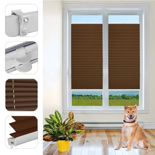 Plissee ohne Bohren Klemmfix 45 x 60 cm Optimaler Sichtschutz und Sonnenschutz Plissee ohne Bohren Hohe-Qualität, mit Montagezubehör, für Fenster & Tür, Braun von YUANZHI