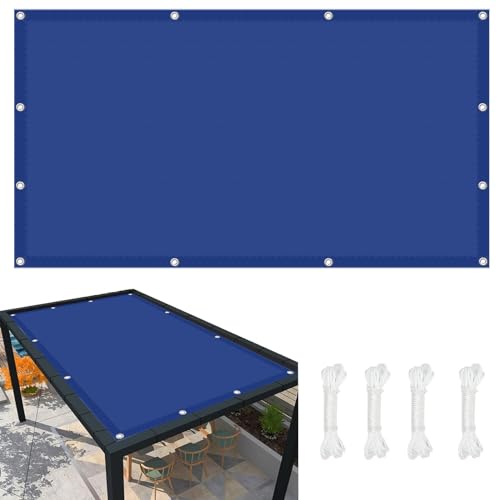 Sonnensegel mit Ösen 4.2 x 9 m Sonnenschutz Polyester Windschutz Wasserbeständig Segel mit Spannseilen für Terrasse, Balkon, Pool, Dunkelblau von YUANZHI