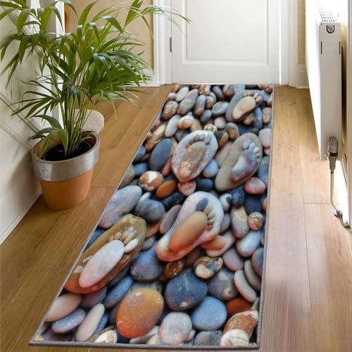 YUANZHI Läufer Flur rutschfest Teppich Küche 60 x 210 cm Langlebig & strapazierfähig Korridor Teppichläufer Waschbar, Geometrische Muster, für Wohnzimmer, Büro, Schlafzimmer, H von YUANZHI