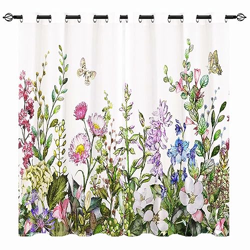 YUANZU Aquarell Vorhänge Sommer Blume Blatt Schmetterling Ösen Gardinen mit Blickdichte Thermo Vorhang Kälteschutz Blackout Curtain Mädchenzimmer Verdunkelung Fenster, 2 Stück, H 220 x B 140 cm YUANZU Aquarell Vorhänge Sommer Blume Blatt Schmetterling Ösen Gardinen mit Blickdichte Thermo Vorhang Kälteschutz Blackout Curtain Mädchenzimmer Verdunkelung Fenster, 2 Stück, H 220 x B 140 cm von YUANZU