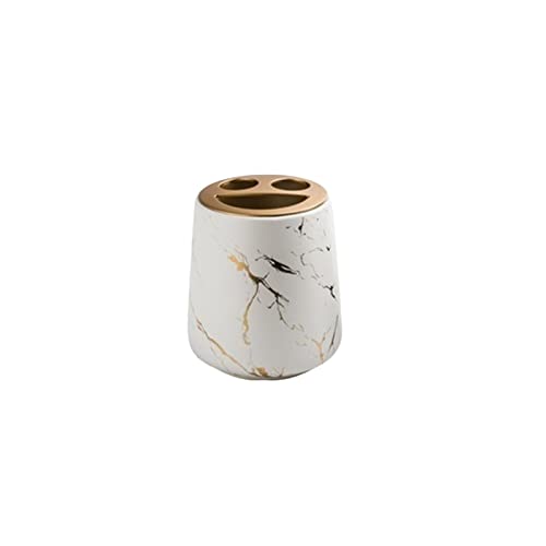 YUANstore Gilded Marmor Textur Mundspülbecher Badezimmer Set Home Use Keramik Zahnbürstenhalter Seifenschalen Marmorierung Porzellan Badzubehör von YUANstore
