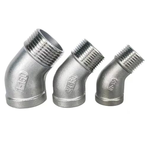 1 Stück 304 Edelstahl 45 Grad Winkelverschraubung – Stecker auf Buchse – erosionsbeständig for Wasser, Öl, Gas(1.5In) von YUBAOLI