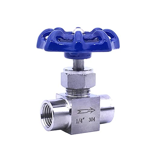 1 Stück Durchflussregelventil aus Edelstahl – 1/8 Zoll, 1/4 Zoll, 3/8 Zoll, 1/2 Zoll Innengewinde, Kugelventil zur Wasserhahnsteuerung(1/4 Inch blue Handle) von YUBAOLI
