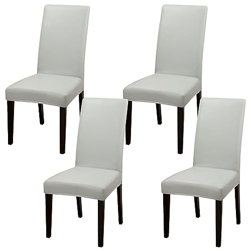 Set mit 2/4/6 Wasserdichten Stuhlhussen aus PU-PU for Esszimmerstühle – langlebiger und stilvoller Schutz for den Einsatz zu Hause, im Hotel und im Restaurant(Light Gray,4pack) von YUBAOLI