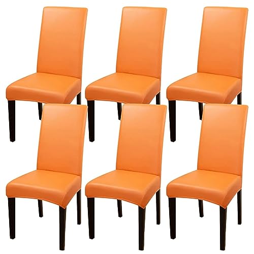 Set mit 2/4/6 Wasserdichten Stuhlhussen aus PU-PU for Esszimmerstühle – langlebiger und stilvoller Schutz for den Einsatz zu Hause, im Hotel und im Restaurant(Orange,6pack) von YUBAOLI