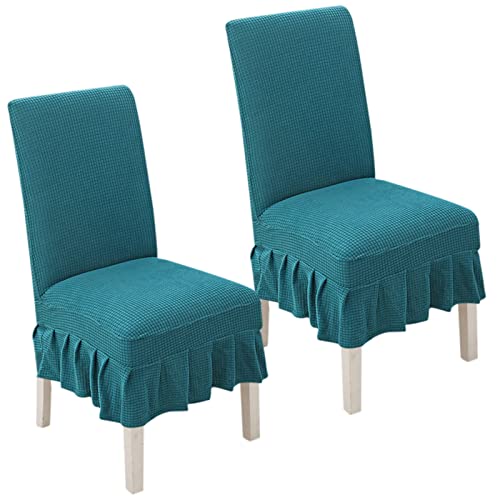 YUBAOLI Stretch-Esszimmerstuhlhussen mit Rock – 2er-/4er-/6er-Set, passend for Parson-Stühle, perfekt for Hochzeiten, Partys und als Heimdekoration(Gemstone Blue,2pack) von YUBAOLI