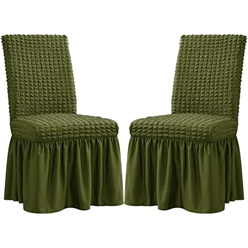 YUBAOLI Stretch-Stuhlhussen for das Esszimmer – Abnehmbares und waschbares Schonbezug-Set for Hochzeiten, Bankette und Partys(Green,2pack) von YUBAOLI