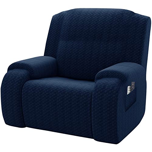 YUBAOLI Übergroßer Stretch-Schonbezug for Relaxsessel – Rutschfester, weicher Bezug for manuellen, elektrischen Relaxsessel – 4-teiliges Set(Deep Blue) von YUBAOLI