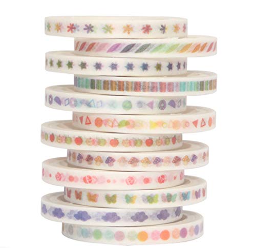 YUBBAEX Washi Tape, 12 Rollen Masking Tape Gold Klebeband Bunt für Scrapbooking, Bullet Tagebuch, Planer, Geschenkverpackung, Urlaubsdekoration (Dünner Farbverlauf 12) von YUBBAEX