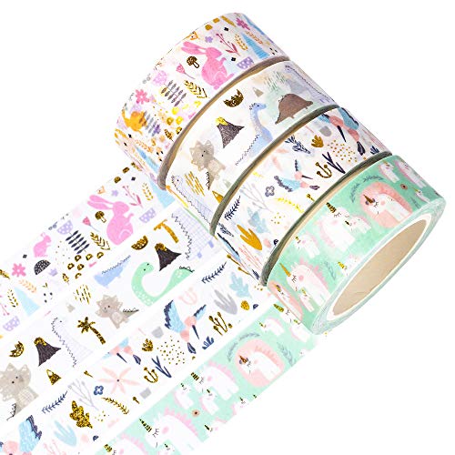 YUBBAEX Washi Tape, 4 Rolls Masking Tape Klebeband bunt für Scrapbooking DIY Handwerk (Feentiere) von YUBBAEX