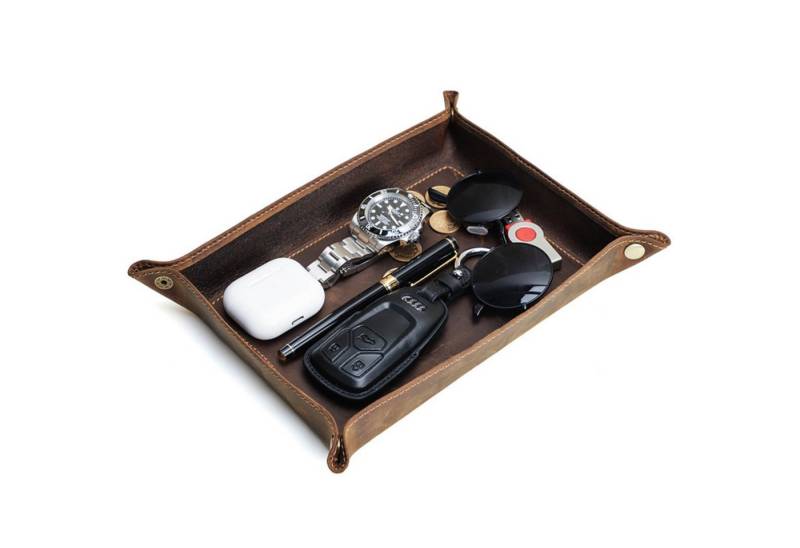 YUBRO-STUDIO Aufbewahrungsbox Handgefertigtes Leder Tablett Organizer für Büro und Zuhause von YUBRO-STUDIO