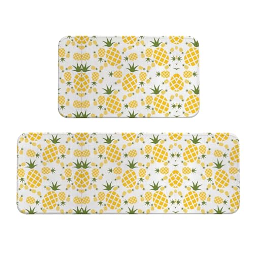 Ananas Anti-Rutsch-Küchenmatte 2er Set Ergonomische Stehunterlagen für Küche, Bar, Schreibtisch von YUBVCF