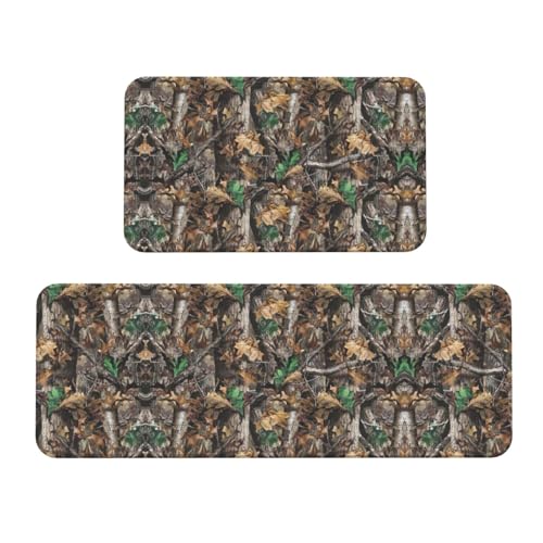 Cold Tree Camouflage-Anti-Rutsch-Küchenmatte, 2er-Set, ergonomische Stehunterlagen für Küche, Bar, Schreibtisch von YUBVCF
