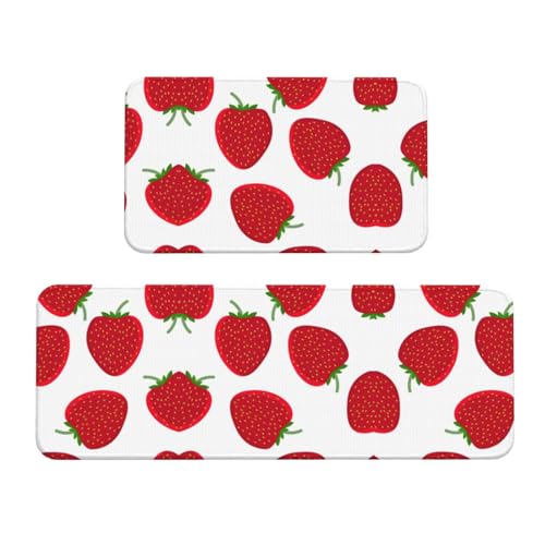Erdbeere 1 Anti-Rutsch-Küchenmatte, 2er-Set, ergonomische Stehunterlagen für Küche, Bar, Schreibtisch Erdbeere 1 Anti-Rutsch-Küchenmatte, 2er-Set, ergonomische Stehunterlagen für Küche, Bar, Schreibtisch von YUBVCF