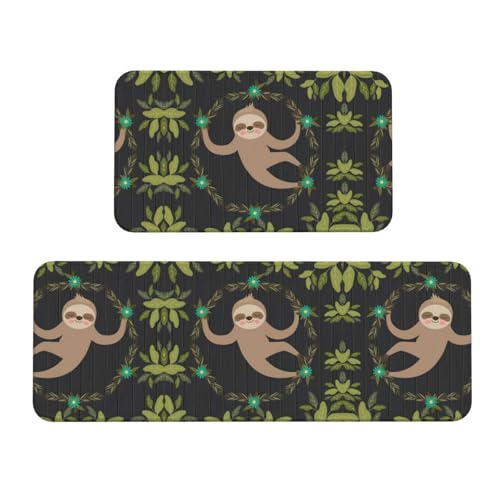 Faultier Anti-Rutsch-Küchenmatte, 2er-Set, ergonomische Stehunterlagen für Küche, Bar, Schreibtisch von YUBVCF