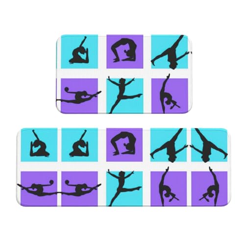 Gymnastik-Spiel-Anti-Rutsch-Küchenmatte, 2er-Set, ergonomische Stehunterlagen für Küche, Bar, Schreibtisch Gymnastik-Spiel-Anti-Rutsch-Küchenmatte, 2er-Set, ergonomische Stehunterlagen für Küche, Bar, Schreibtisch von YUBVCF