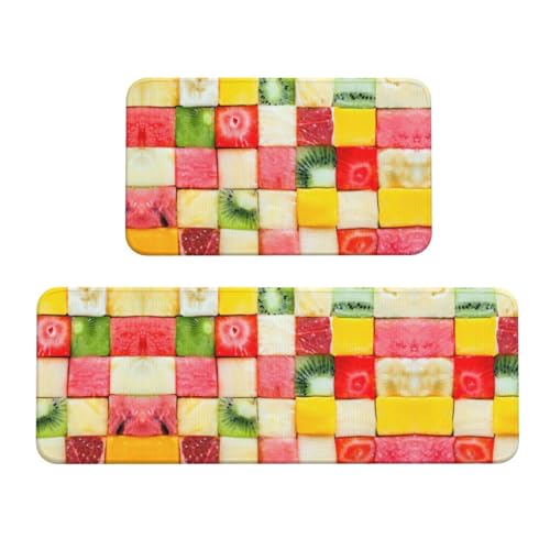 Kiwi Wassermelone Anti-Rutsch-Küchenmatte, 2er-Set, ergonomische Stehunterlagen für Küche, Bar, Schreibtisch von YUBVCF