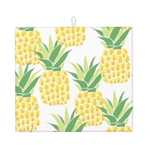 Küchen-Trockenmatte mit Ananas-Druck, saugfähige, rutschfeste Matte für Arbeitsplatten für Tische, passend für Geschirr, Messer, Tassen Küchen-Trockenmatte mit Ananas-Druck, saugfähige, rutschfeste Matte für Arbeitsplatten für Tische, passend für Geschirr, Messer, Tassen von YUBVCF