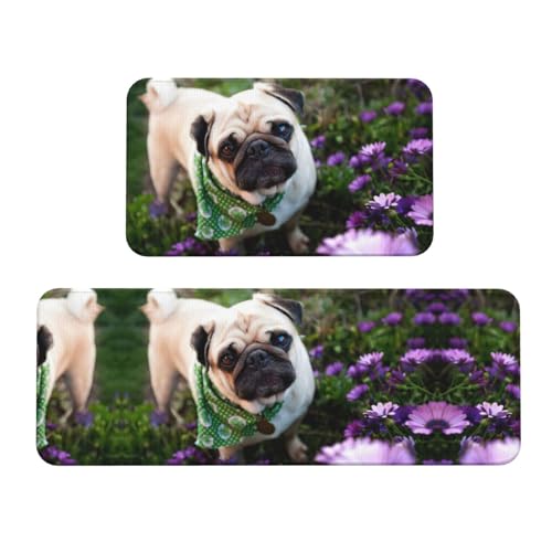 Mops in the Garden Anti-Rutsch-Küchenmatte, 2er-Set, ergonomische Stehunterlagen für Küche, Bar, Schreibtisch Mops in the Garden Anti-Rutsch-Küchenmatte, 2er-Set, ergonomische Stehunterlagen für Küche, Bar, Schreibtisch von YUBVCF