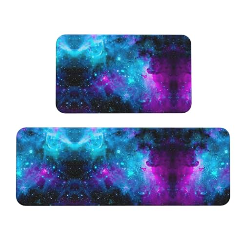 Purple Star Sky Anti-Rutsch-Küchenmatte, 2er-Set, ergonomische Stehunterlagen für Küche, Bar, Schreibtisch von YUBVCF