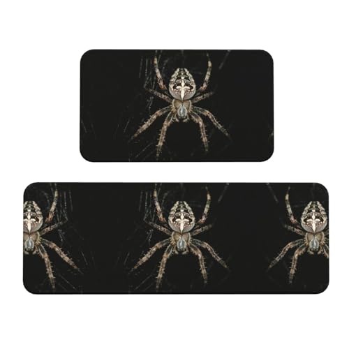 Scary Spider Anti-Rutsch-Küchenmatte, 2er-Set, ergonomische Stehunterlagen für Küche, Bar, Schreibtisch von YUBVCF