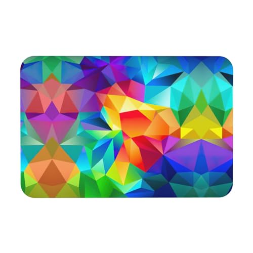 YUBVCF Badematte mit Regenbogen-geometrischem Druck, Kieselgur, rutschfeste Duschmatte für Küche, Badezimmer, Boden, leicht zu reinigen von YUBVCF