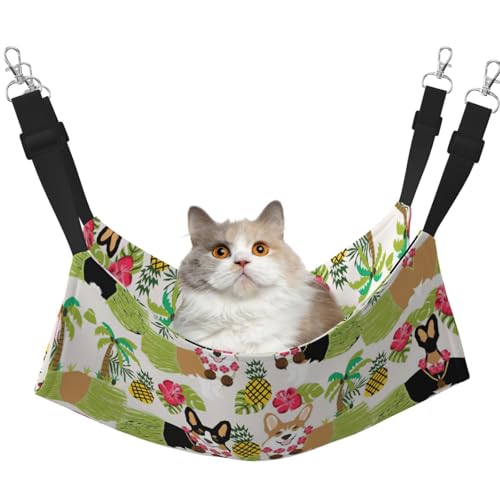 YUBVCF Corgi Hawaiianisches Sommerbett mit Ananas, weich, für Frettchen, Kätzchen, Welpen, kleine Hunde, verstellbarer Gurt von YUBVCF