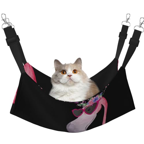 YUBVCF Hello Glasses Flamingo weiches Haustierbett, passend für Frettchen, Kätzchen, Welpen, kleine Hunde, verstellbarer Riemen von YUBVCF