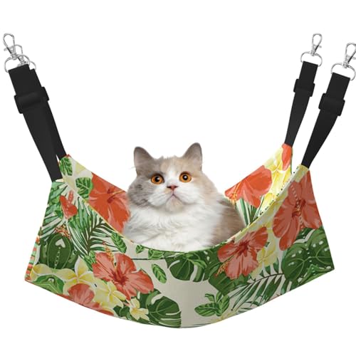 YUBVCF Hojas Tropicales Y Flores weiches Haustierbett, passend für Frettchen, Kätzchen, Welpen, kleine Hunde, verstellbarer Gurt von YUBVCF