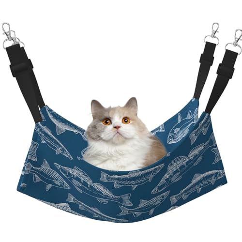 YUBVCF Ocean Fishes weiches Haustierbett, passend für Frettchen, Kätzchen, Welpen, kleine Hunde, verstellbarer Gurt von YUBVCF