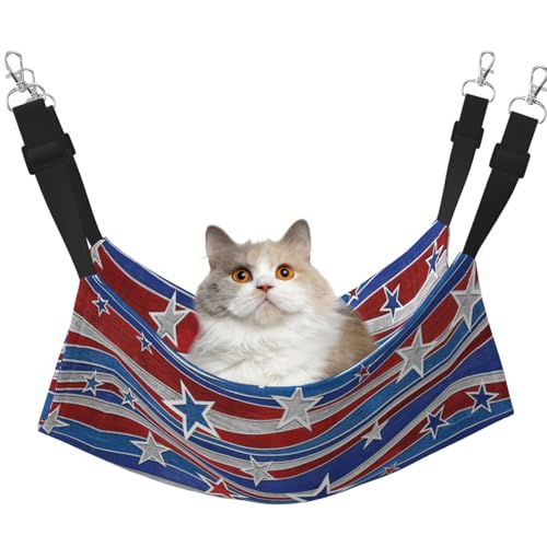 YUBVCF Patriotic Stars Haustierbett, weich, für Frettchen, Kätzchen, Welpen, kleine Hunde, verstellbarer Gurt von YUBVCF