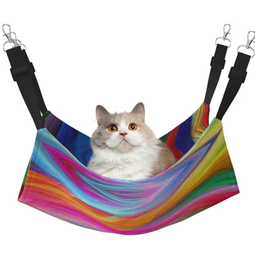 YUBVCF Rainbow Ocean weiches Haustierbett, passend für Frettchen, Kätzchen, Welpen, kleine Hunde, verstellbarer Gurt von YUBVCF